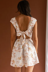 Braxton Tied Back Mini Dress Floral Orange